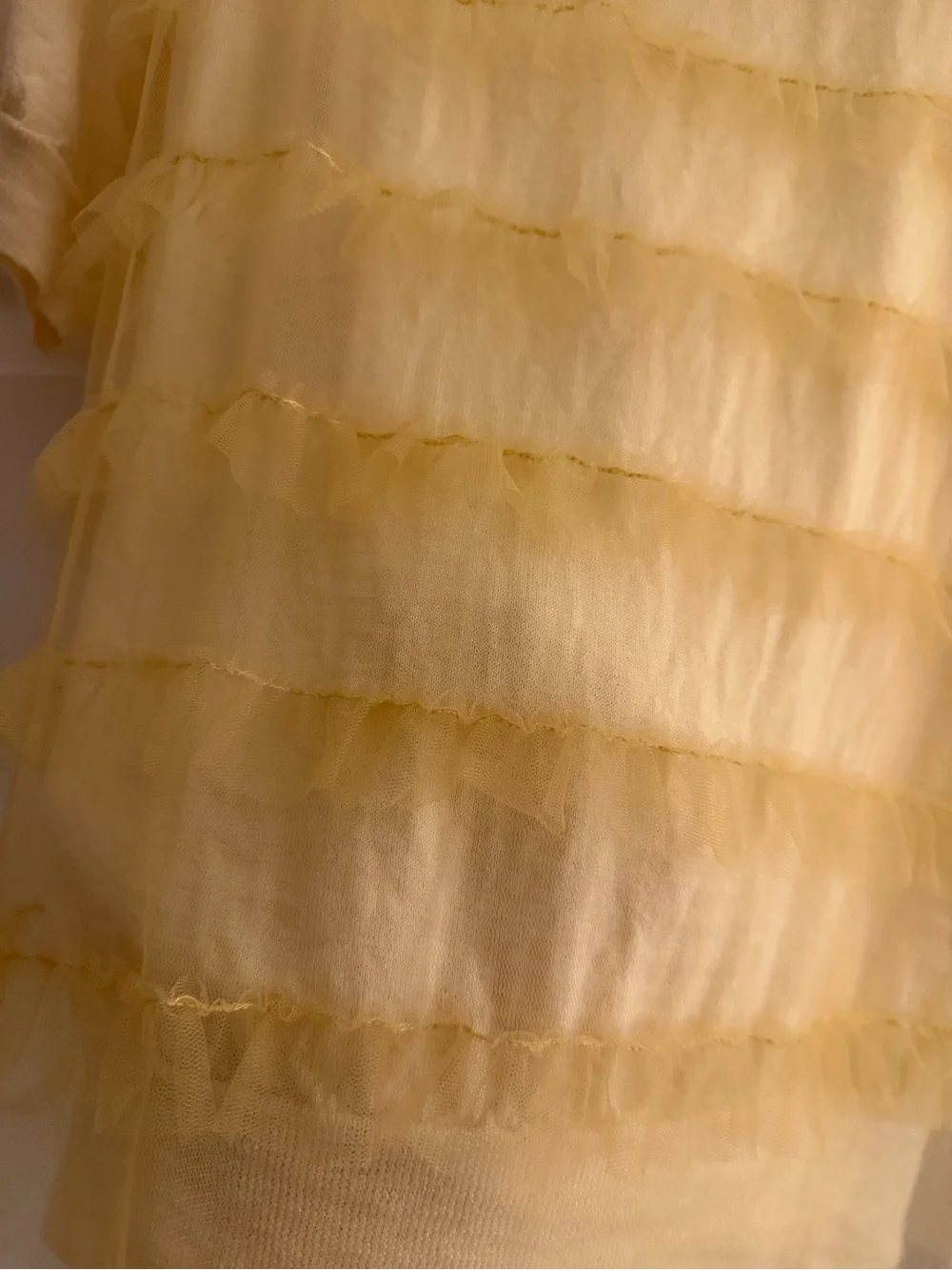 J. Crew Pale Yellow Short Sleeve Ruffle Tee
